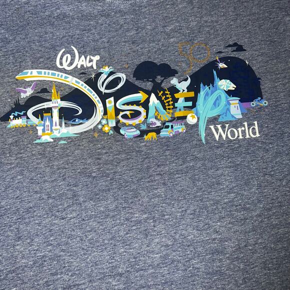 Walt Disney World Parks  50th Anniversary Park Icons Ringer Blue Shirt Adult XL - Picture 3 of 4